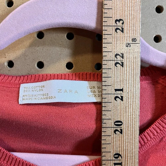 Zara Womens Cardigan Sweater Medium Knit Button Front Long Sleeve Cotton Blend - Picture 4 of 4